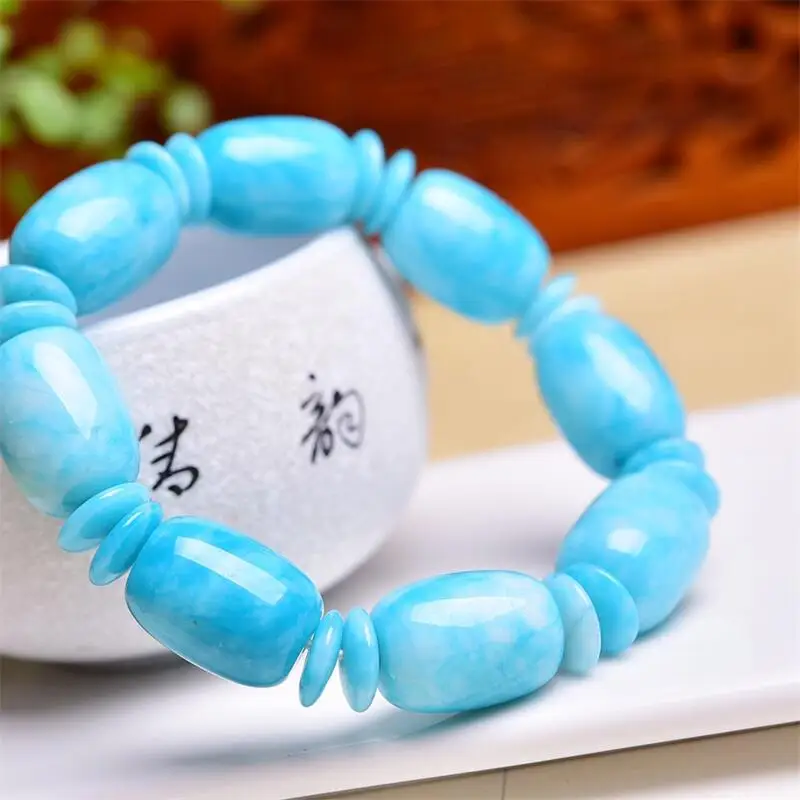 13X18MM Natural Amazonite Bucket Bead Bracelet Women Fashion Reiki Healing Energy Gemstone Jewelry Holiday Gift 1PCS