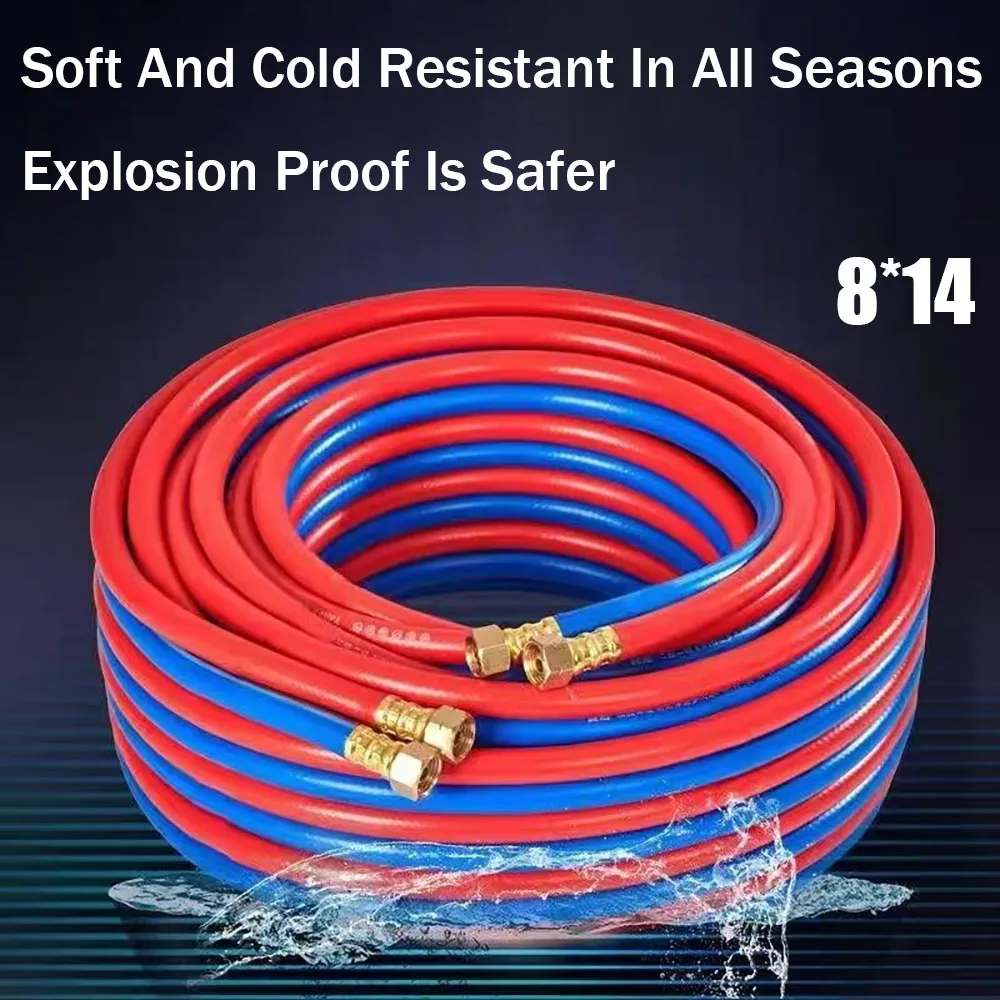 

3/5/8/10/15M 8mm x 14mm High-Pressure Industrial Gas Welding Pipe Braided Rubber Oxyacetylene Air Hose Red Blue