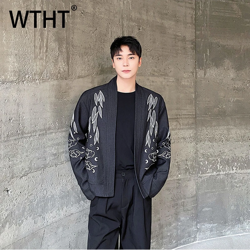 

WTHT Fashion Men’s Embroidery Contrast Color Blazer Coats Trendy Chinese Style Long Sleeves Jackets Male 2025 Autumn 2A1412