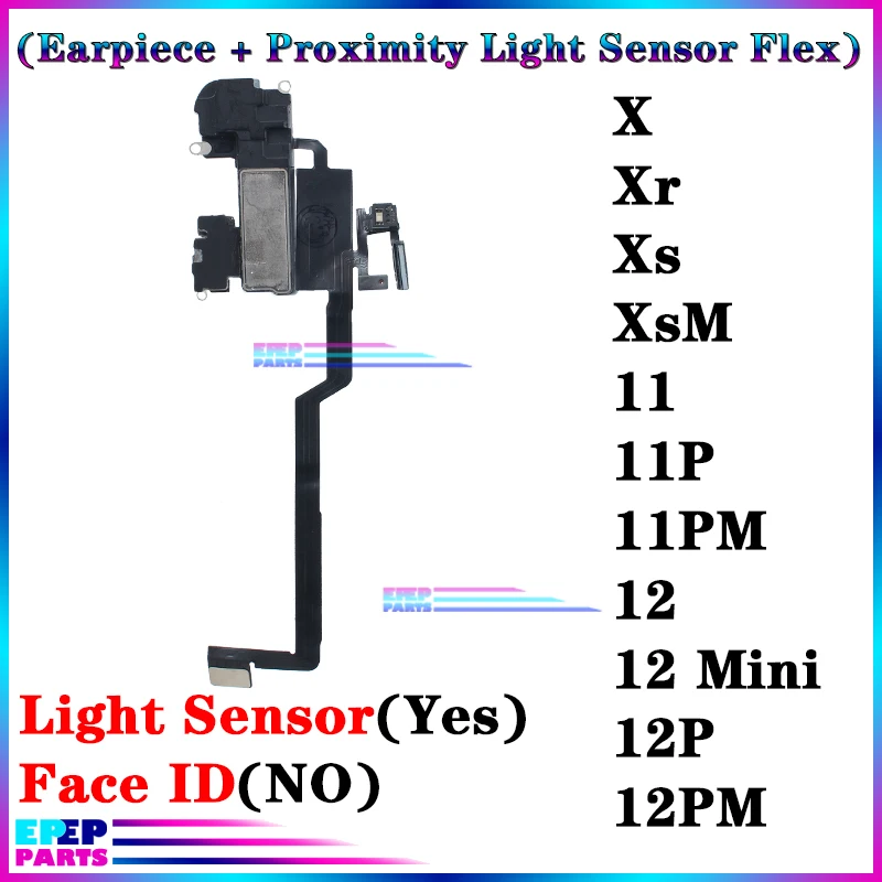 Top Sound Earpiece Speaker for IPhone X Xs Xr 11 12 Mini Pro Max Proximity Sensor Flex Cable No Face ID  Replacement Parts