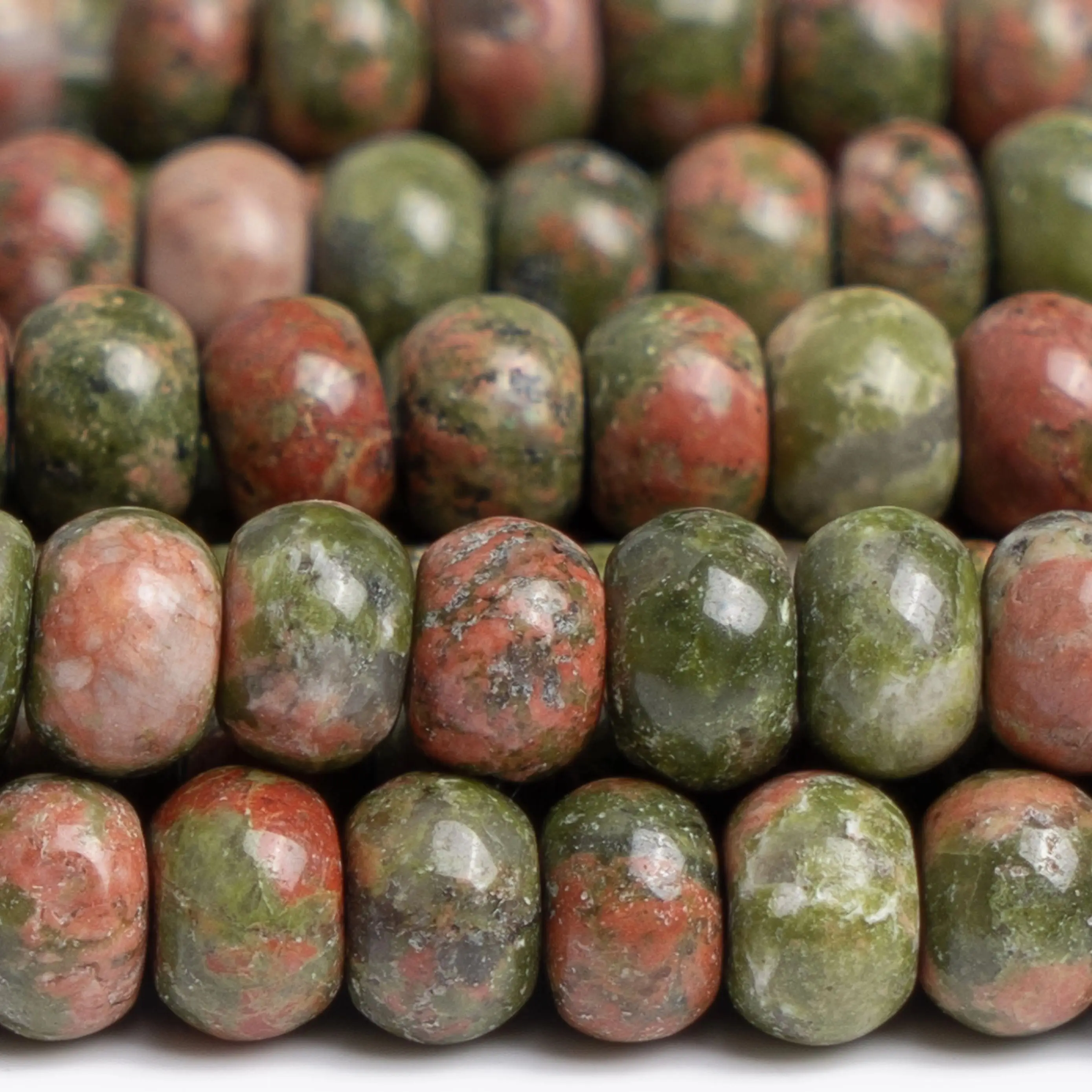 Lotus Pond Unakite Beads Grade AAA Genuine Natural Gemstone Rondelle Size Options 6/8mm for Jewelry Making