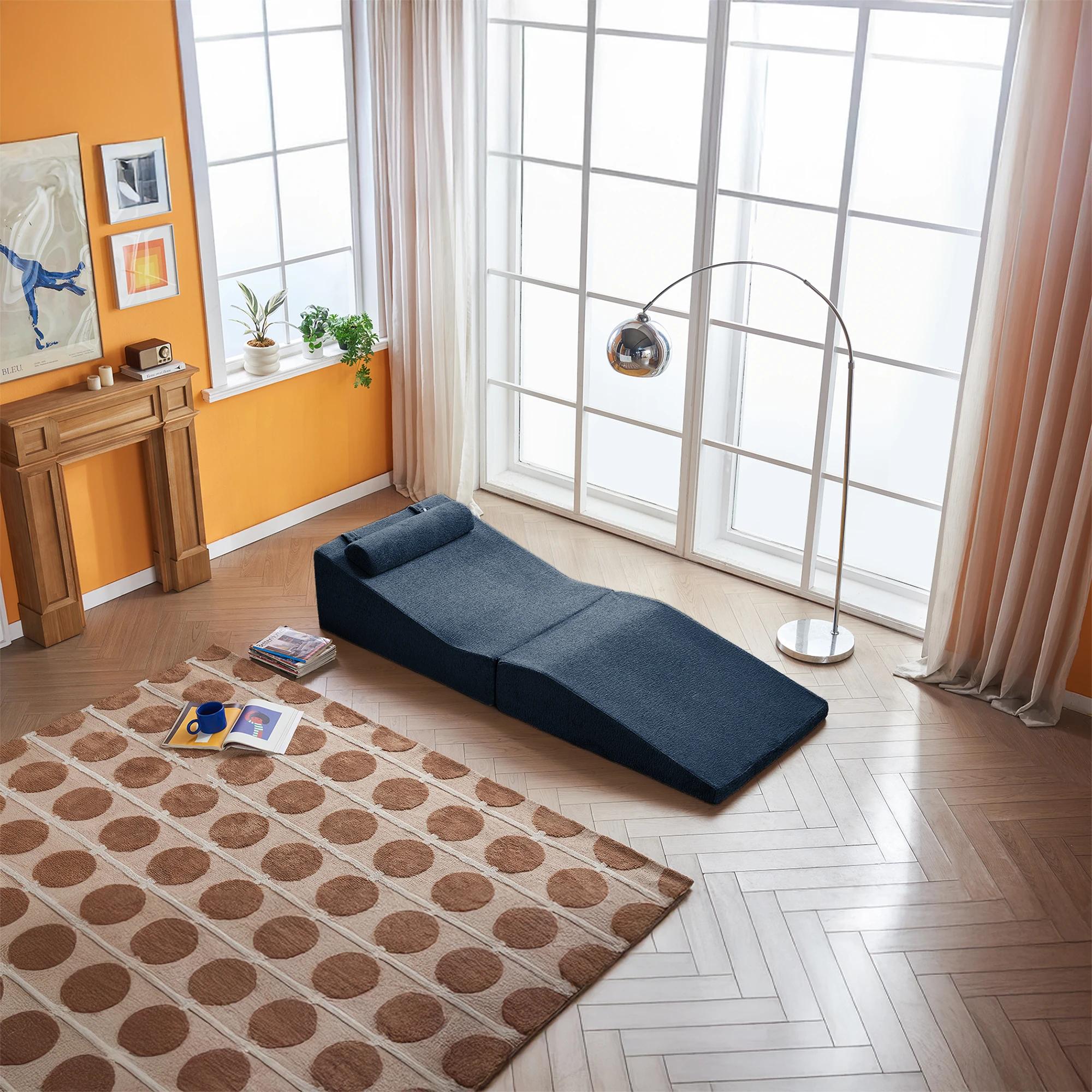 Modern design compressed folding square memory sponge sofa chair, single convertible sofa bed