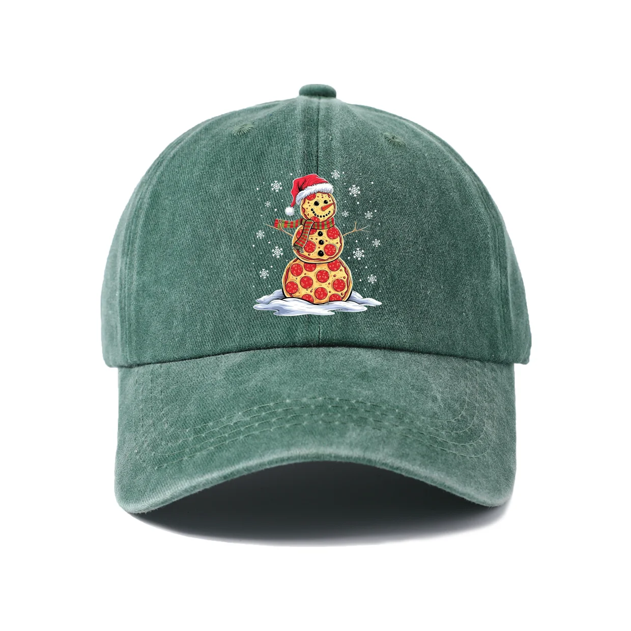 Christmas Snowman Character Graphic Baseball Cap, Vintage Washed Adjustable Unisex Dad Hat, Everyday Gift