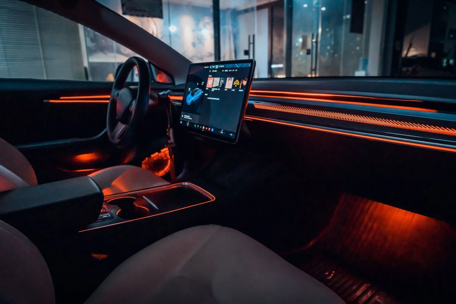 NewSJC for ModelY LHD/RHD 64 Color Ambient Light for 2020-2023 Tesla Model3 LED Central Control Instrument rainbow Light