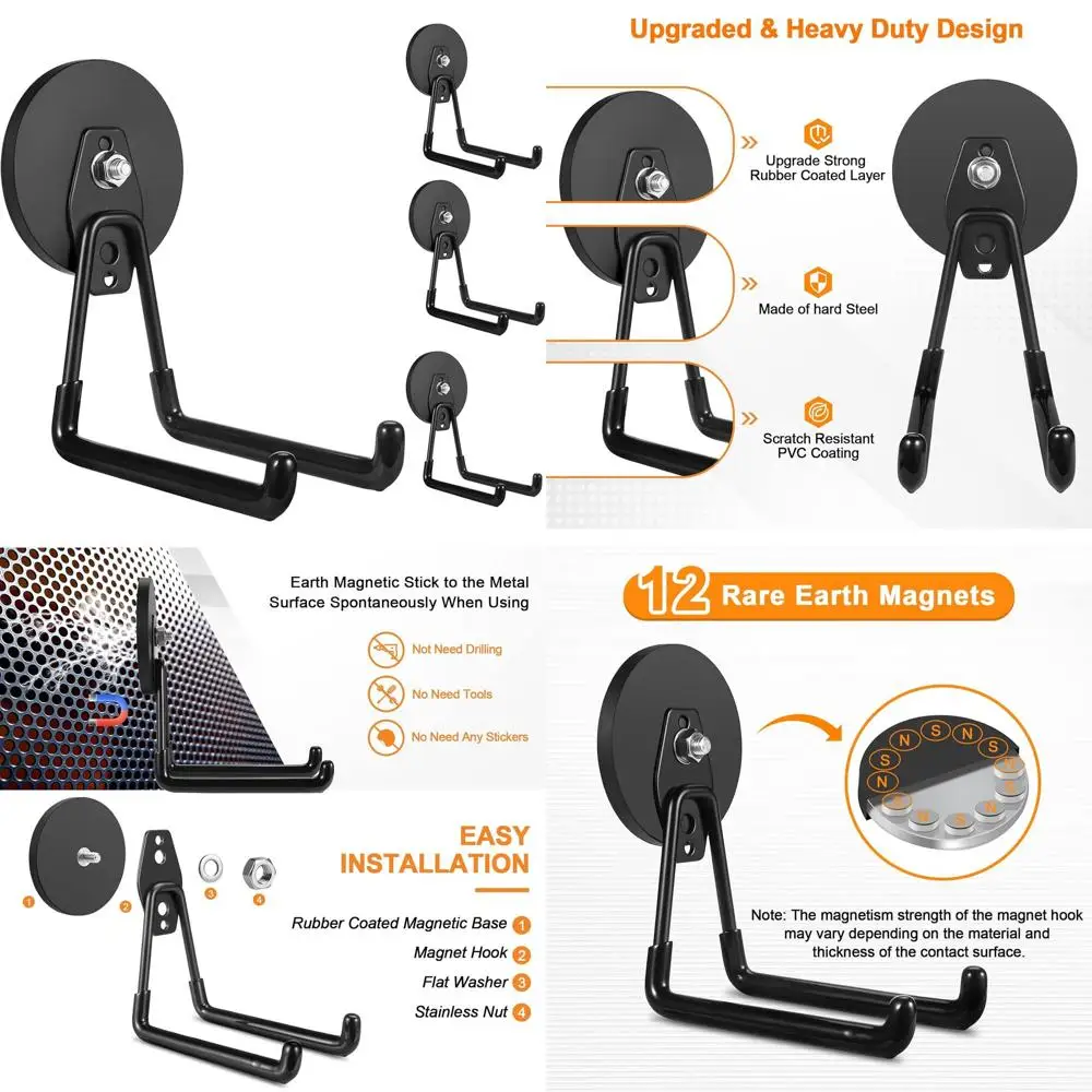 

Сильные магнитные крючки Сверхмощные редкоземельные магниты с крючками Большой магнитный держатель инструмента для подвешивания садовых инструментов, дрелей, лопаток