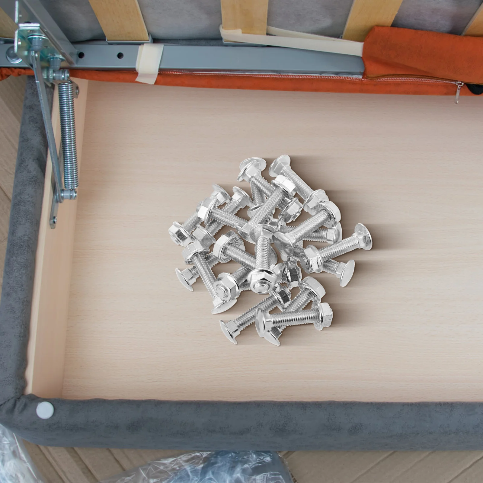 

20 set Carriage Bolts Carbon Steel Zinc Plated Fully Threaded Screw Pack For Truck Bed Mounting Nut Bolt Set Round Neck Hardware