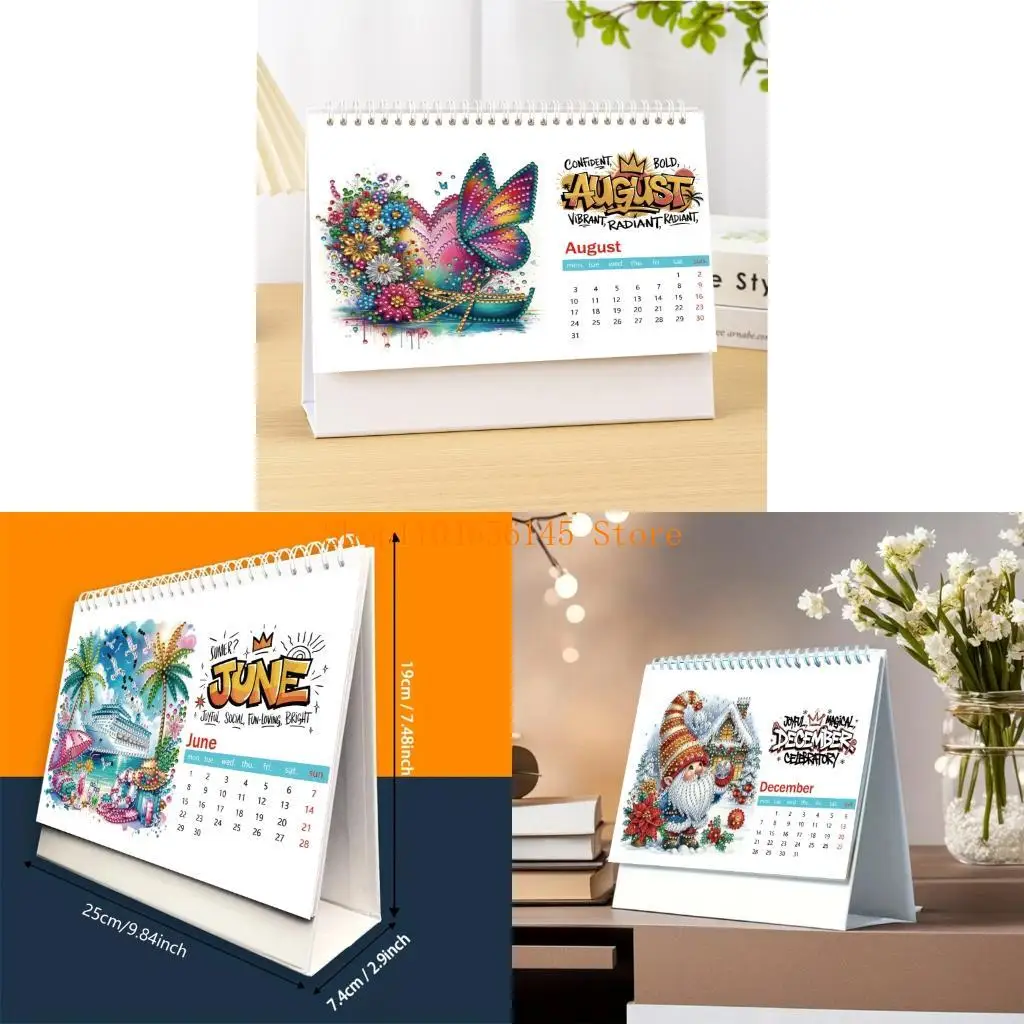 

5asd 2026 Painting Calendar Handmade Art Calendar with Stickers, Decorative for Home & Office