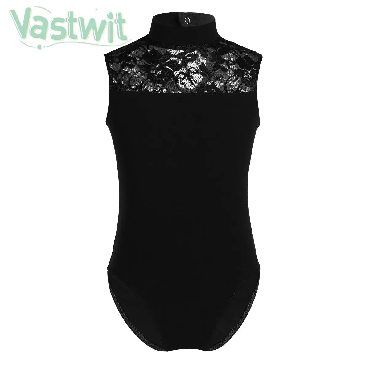 Teen Girls Ballet Dance Gymnastics Figure Skating Yoga Leotard Sleeveless Turtle Neck Lace Bodysuit Dancing Class Dancewear