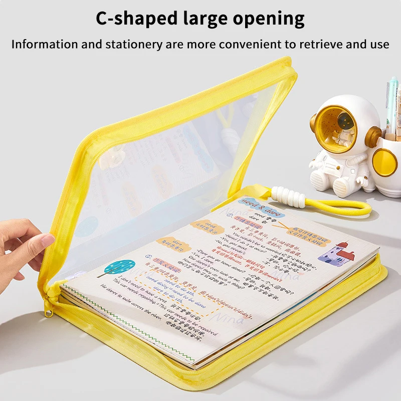 1pc Portable A4 Durable PP Material Zipper File Bag, Transparent File Storage Box, Suitable for Daily Use in Offices and Schools