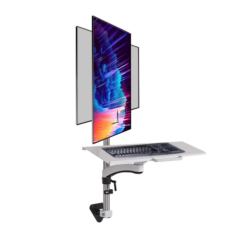 Aluminum Alloy Lcd Monitor Arm And Keyboard Monitor Stand Workstation