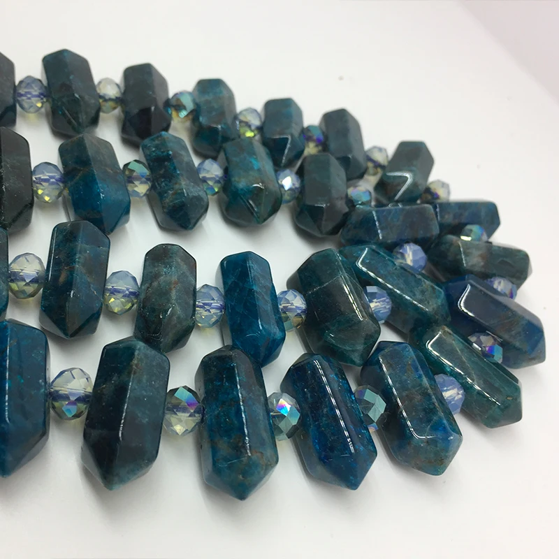 8-12x20-25mm High Quality Natural Apatite Stone Beads Healing Crystal Double Point GEM PENDANT For Jewelry DIY Bracelet Necklace