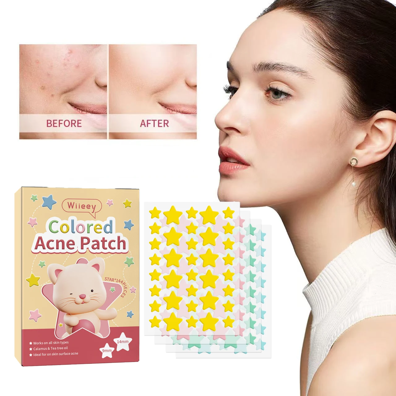 144PCS Star Pimple Patch Acne Colorful Invisible Acne Removal Skin Care Stickers Concealer Face Spot Beauty Makeup Tools