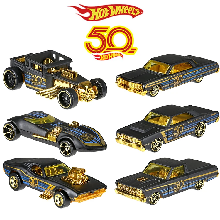 2018 Hot Wheels Car Collector's Edition 50th Anniversary Black Gold Metal Diecast Cars Toys Vehicle For Children Juguetes FRN33