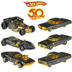 2018 Hot Wheels Car Collector's Edition 50th Anniversary Black Gold Metal Diecast Cars giocattoli veicolo per bambini Juguetes FRN33