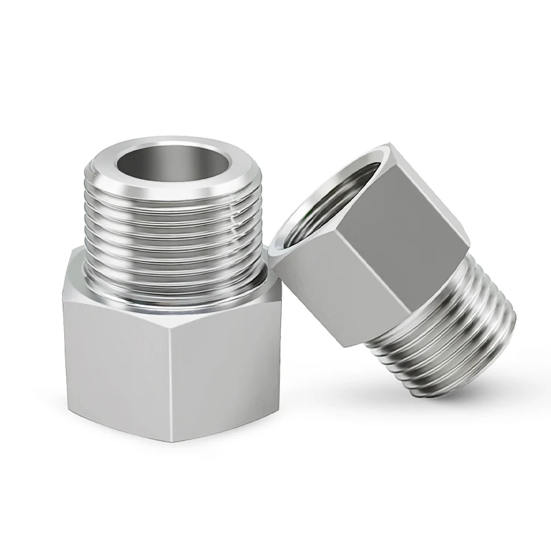 5Pcs 304 stainless steel BSP 1/8 "1/4" 3/8 "1/2" internal thread to external thread pipe fitting adapter metric pressure gauge