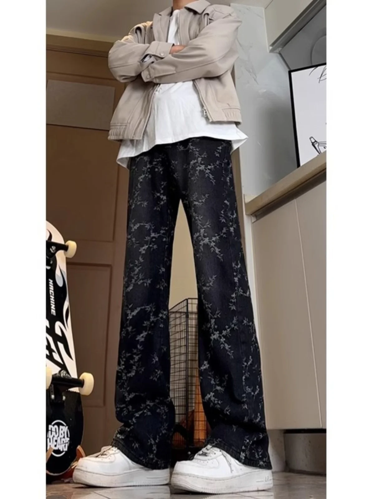 

Cleanfit American Sle Embroidered Jeans Men's Autumn Winter New Trendy Brand Vibe Water Wa Straight Leg Micro Flared Pants