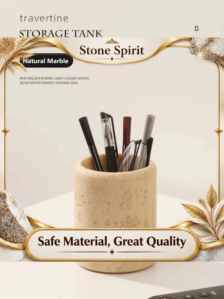 AhunderJiaz - Wabi Sabi Style Vintage Natural Yellow Cave Stone Storage Jar Desktop Art Storage Ornaments Home Decoration