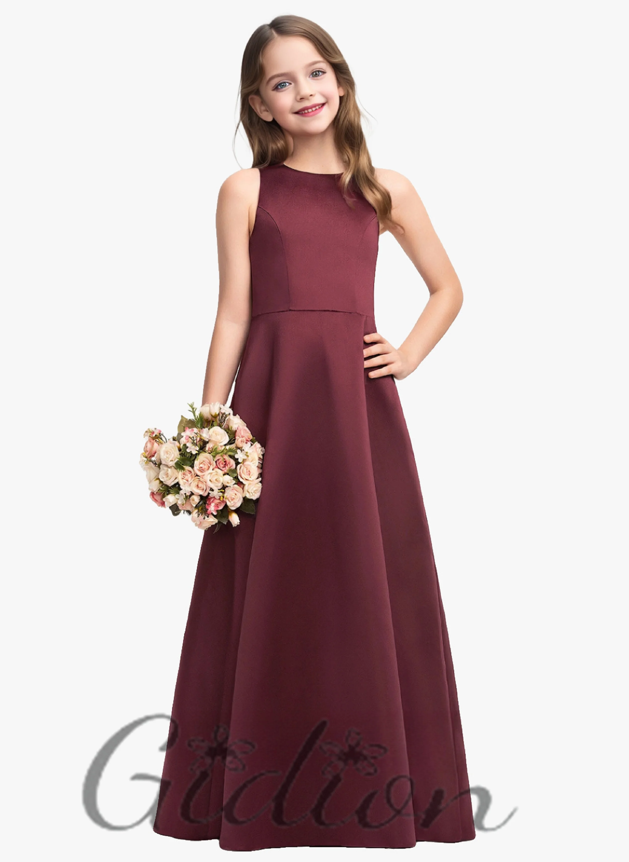 Satin For Kids Ball Event Wedding Birthday Evening Party Ceremony Flower Girl Dress Banquet Pageant Prom Junior Bridesmaid Dress