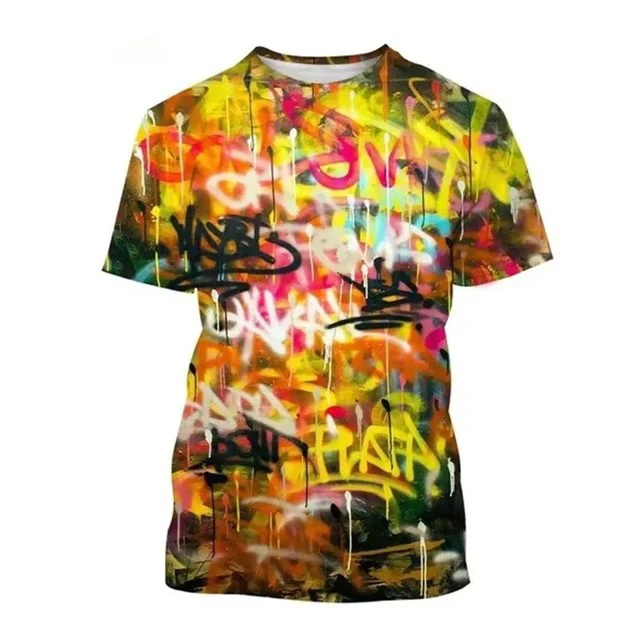 New Graffiti 3D Print T-Shirts Men's Crew Neck Short Sleeve T Shirt Oversized Hip Hop Streetwear Tees Harajuku Tops Man Clothing view 4