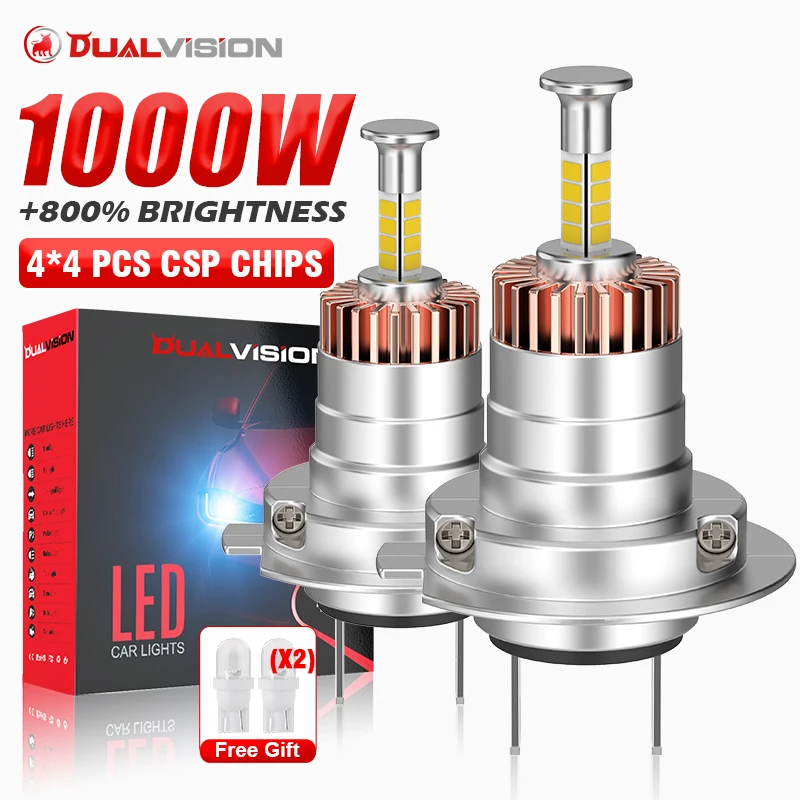 

Светодиодные лампы для фар Dualvision 1000W Turbo H7 CANBUS 1000000 LM H7 Мини-лампа CSP Chips Беспроводная автомобильная светодиодная лампа с вентилятором 6000K 12V