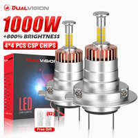 Dualvision 1000W Turbo H7 LED Headlight Bulbs CANBUS Lights 1000000LM H7 Mini Lamp CSP Chips Wireless Car LED with Fan 6000K 12V