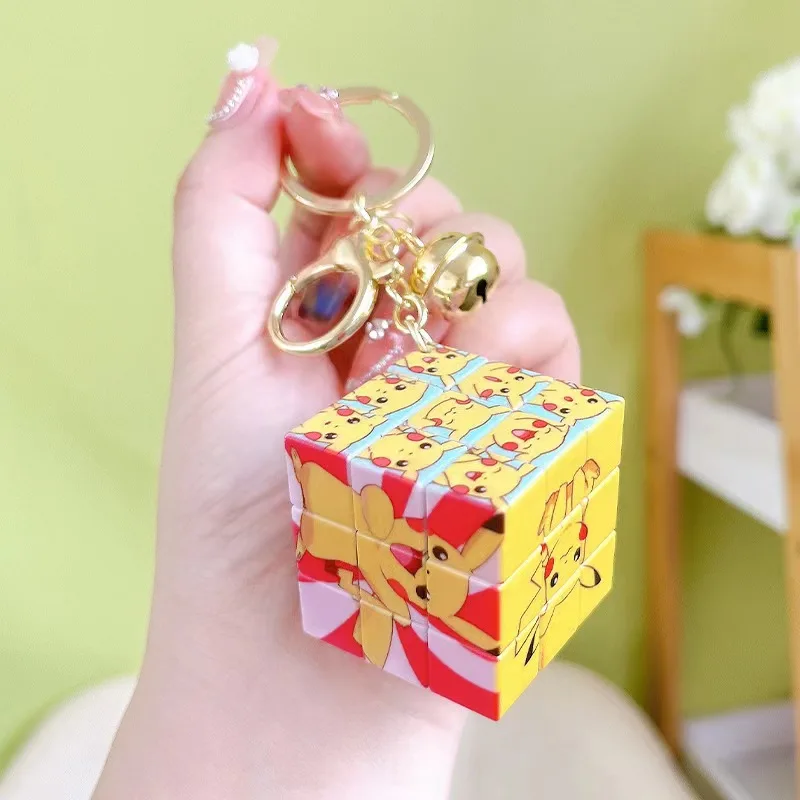 Pokemon Pikachu Mini Rubik's Cube Keychain Pendant Cute School Bag Pendant Thinking Cartoon Puzzle Kawaii Children Toys image 4