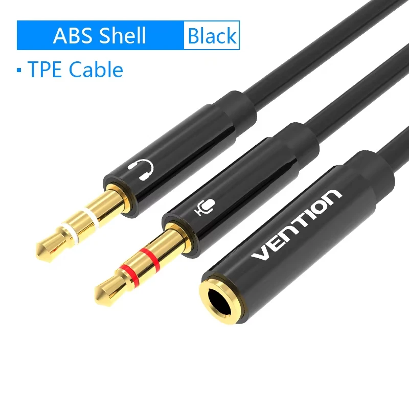 Ventie Audio Splitter 3.5mm Jack Kabel voor Computer 1 Vrouw naar 2 Mannelijke Oortelefoon Microfoon Audio Y Splitter Cord headset naar PC Adapter