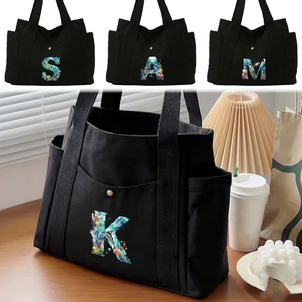 

Холщовая сумка, универсальная повседневная сумка для покупок, дорожная сумка для хранения, высококачественная сумка серии «рыба», буквы, рабочие сумки для поездок на работу