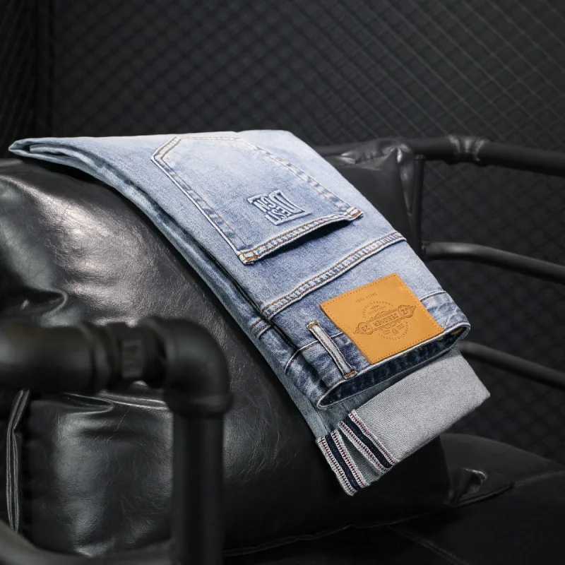 High-End Jeans Men's Summer Scratch Design Street Fashion Elastic 2024 New Versatile Casual Handsome Ripped Pants