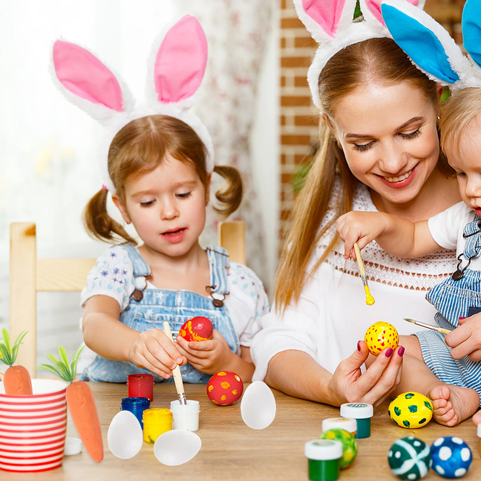 

50Pcs 3.5cm DIY Foam Egg Decorative Craft Accessories for Easter Festival Wedding Party Strong Structure Not Easy to Break