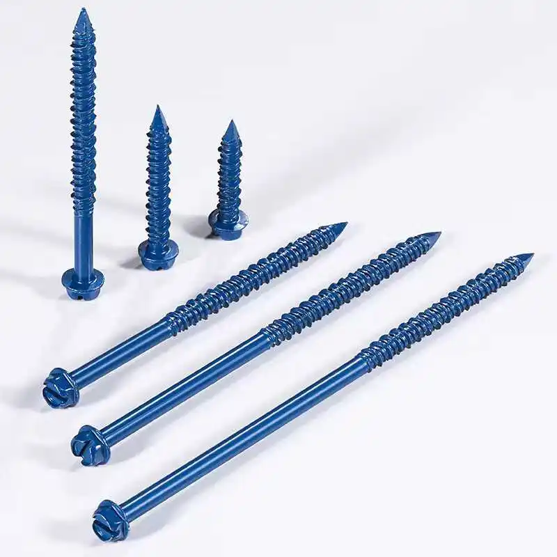 100pcs Concrete Screws Hex Head Blue Coated Self Tapping Anchor Screw for Brick Masonry Foam Block