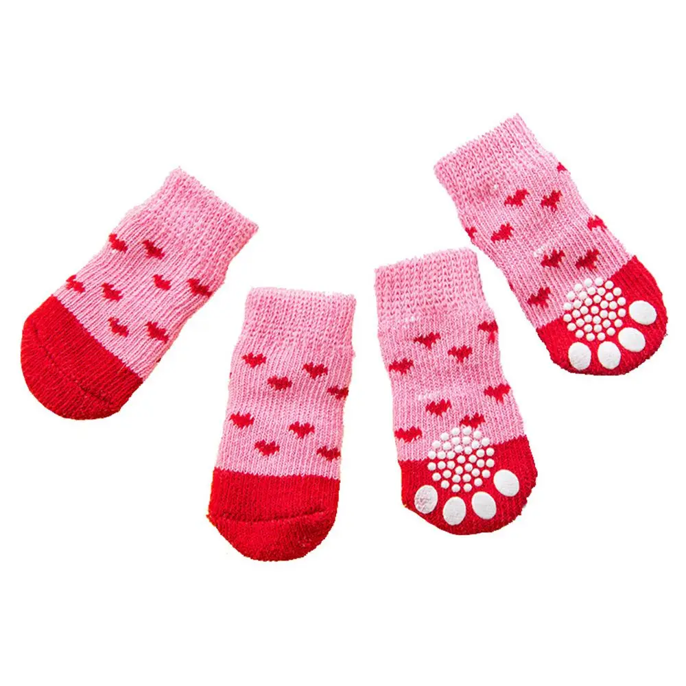 Pet Socks High Quality Non-slip Bottom Puppy Dog Socks Cat And Dog General Cotton Socks 4pc