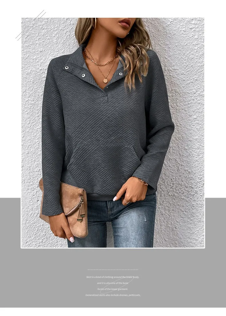 Casual Long Sleeve Hoodie Regular Fit Simple Style with Pocket Stand Collar Thin Regular Length Pullover Colorblock Women Hoodie