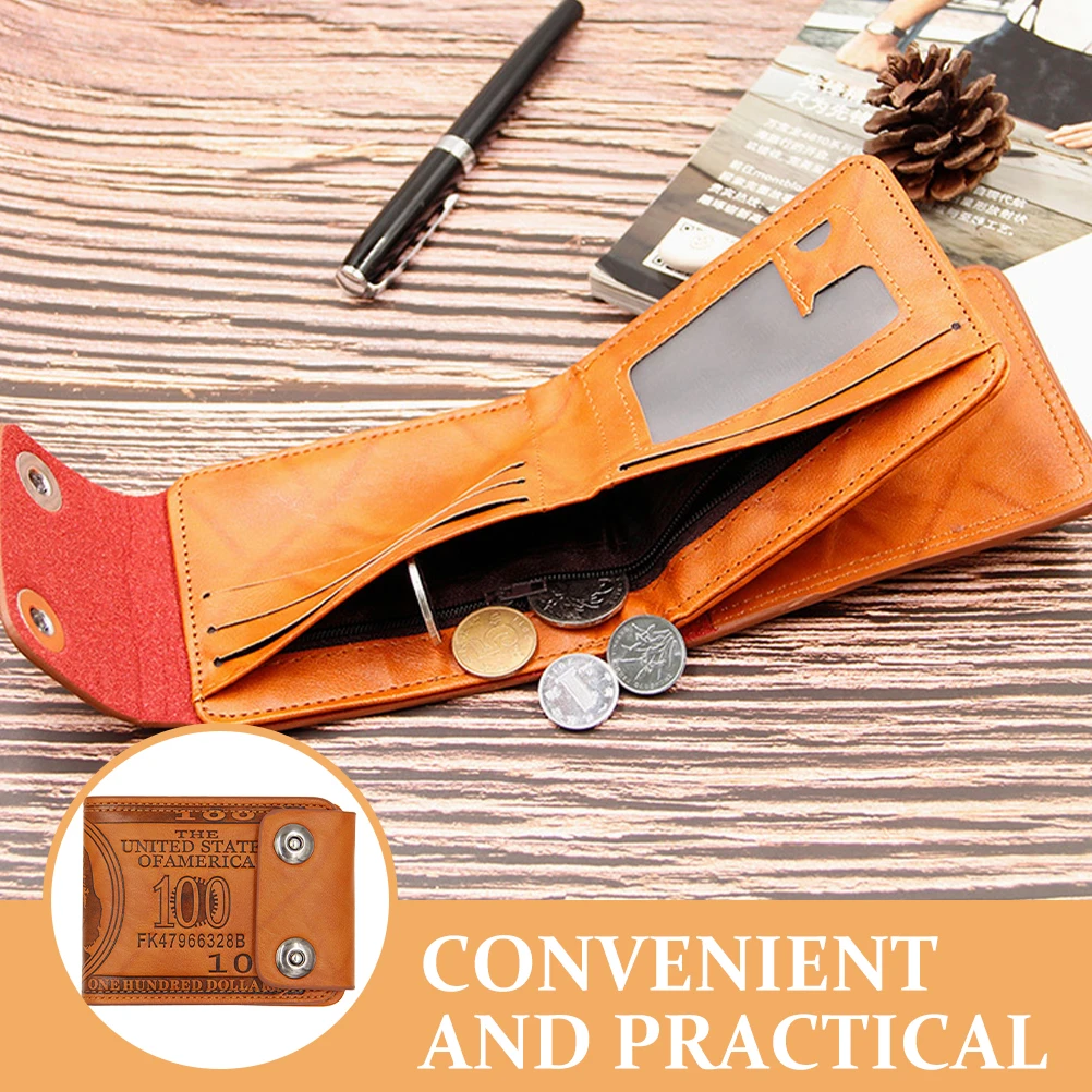 Männer Vintage Brieftasche Multifunktionale Bifold Kleine Geldbörse Doppel Knopf Verschluss Tragbare Brieftasche Casual Stilvolle Organizer