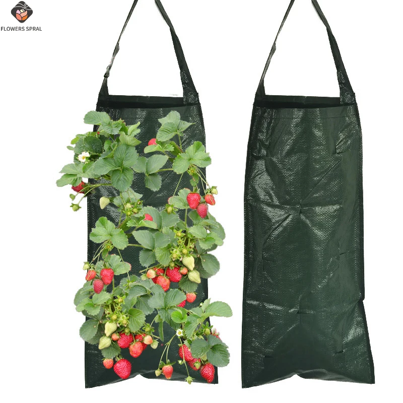 1/4 Strawberry Planting Bag, PE Waterproof Breathable Flowerpot Bag, Balcony Hanging Strawberry Tomato Planting Bag