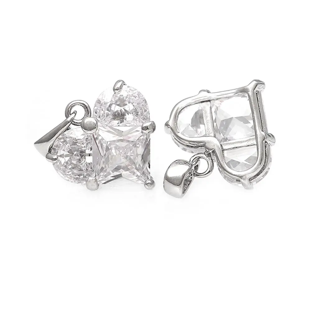 18K Gold Farbe Messing und Zirkon Herz Charms Anhänger Hochwertige Schmuckherstellung Halskette Ohrringe Zubehör für Frauen – Detail 25