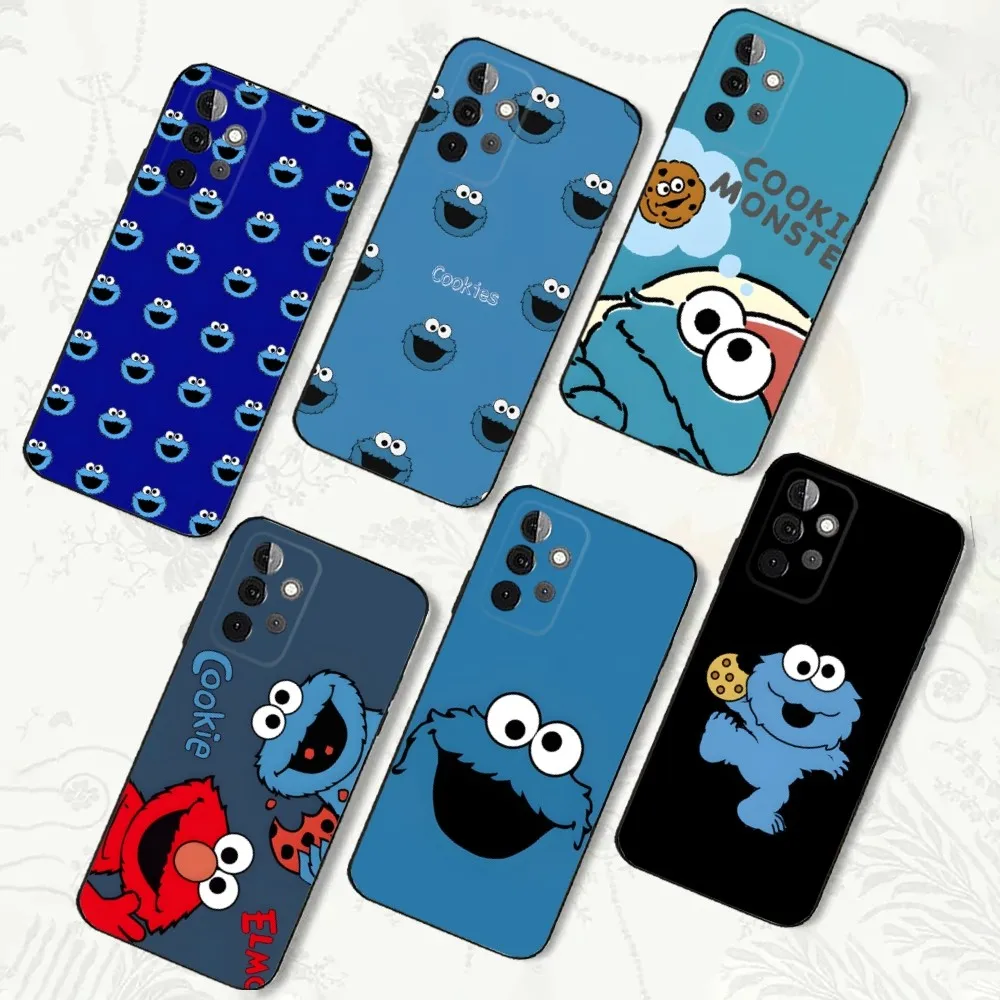 Cartoon C-Cookies Monster Phone Case For Samsung Galaxy A91,A80,A73,A72,A53,A52,A32,A31,A22,A21s,A20 Soft Black Cover