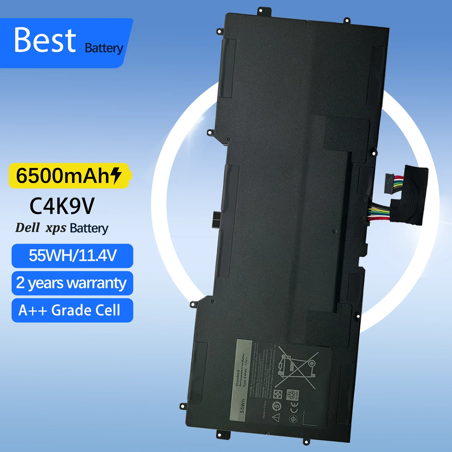 

Аккумулятор 55WH C4K9V для ноутбука DELL XPS 13 9333 L322X 13-L321X L221x 9Q33 3H76R Y9N00 0Y9N00 489XN PKH18 0PKH18