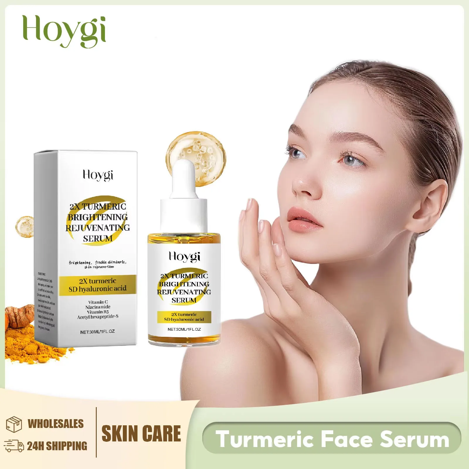 Turmeric Serum Dark Spot Corrector Moisturizing Replenishment Brightening Anti Oxidant Smoothing Pores Hyaluronic Acid Essence
