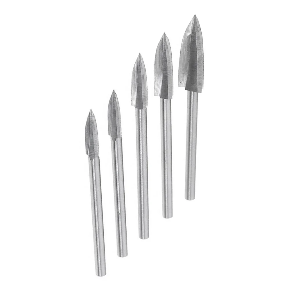 5Pcs 3mm Milling Cutter Head 3 Blades Engraving Tool for Wood Carving Marking Home Shop Silver Engraving Cutter