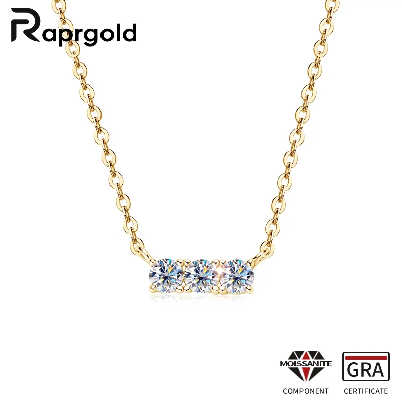 

RAPRGOLD Certified Round Cut 3mm Moissanite Pendant Necklaces for Women 925 Sterling Silver Chains Wedding Jewelry Gift Collares