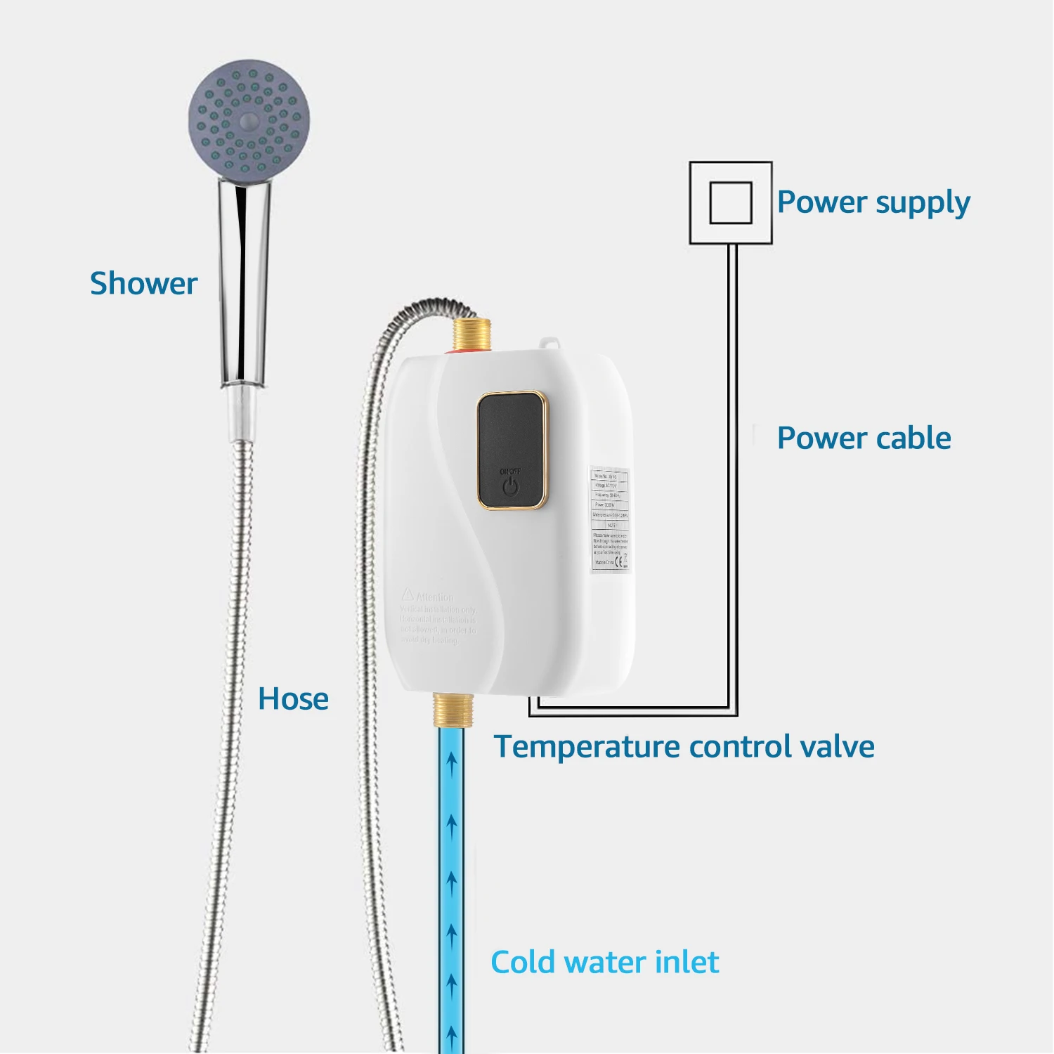 سخان مياه كهربائي بدون خزان دش ساخن فوري سخان المطبخ 110 فولت 3000 وات الولايات المتحدة