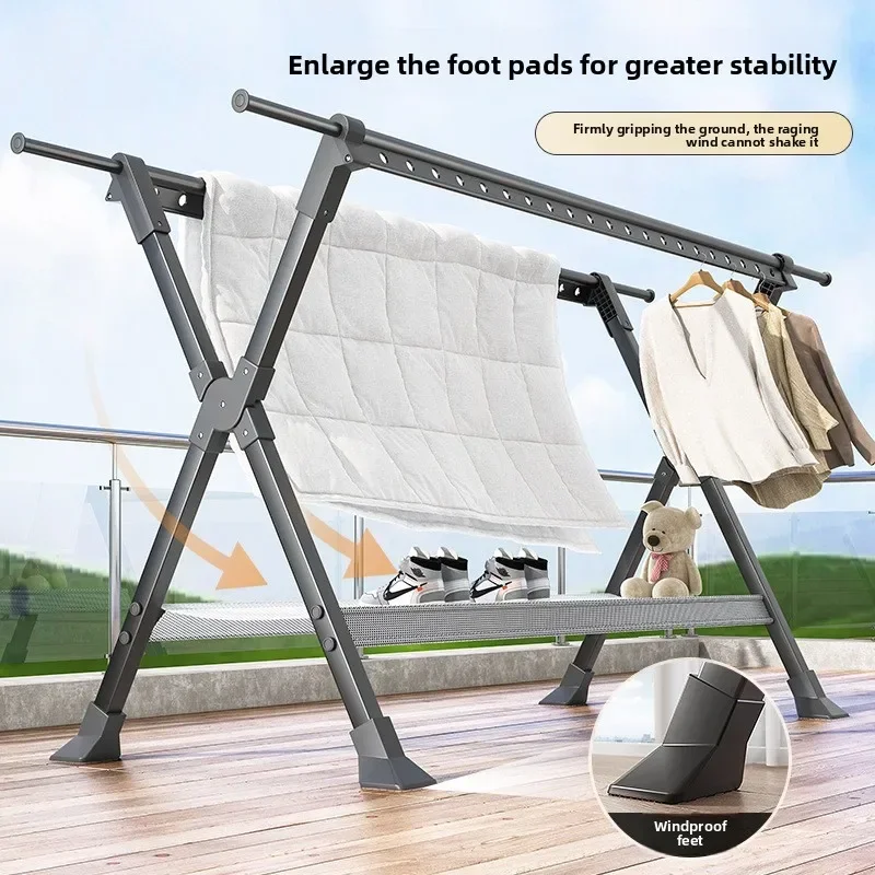 

Multi-functional Thickened Aluminum Alloy Mobile Folding Drying Rack Multifunctional Drying Rack