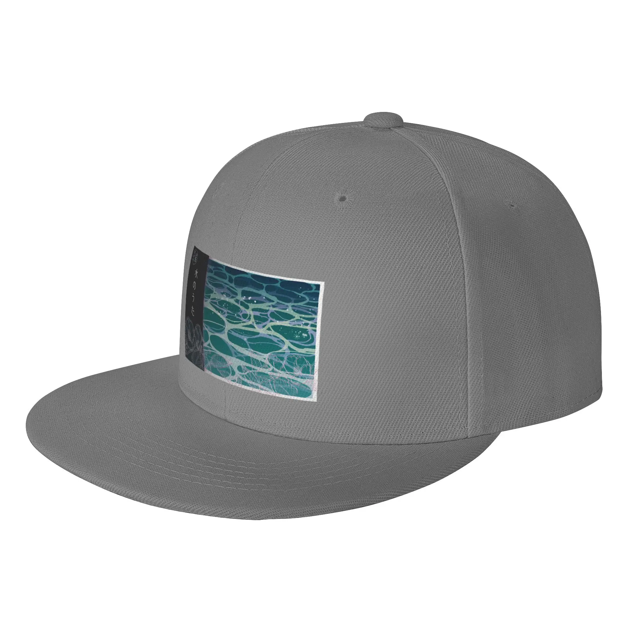 Fashion Song of Water City Pop Art Flat Brim Sun Hat  Casual Style Black Cap