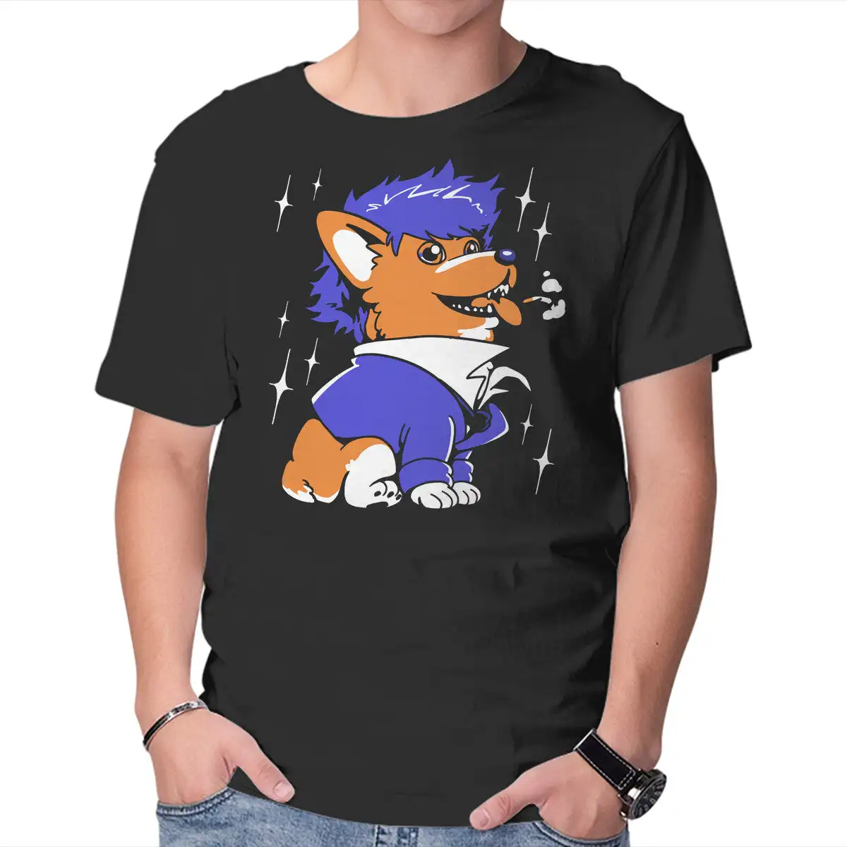 Space Corgiboy Unisex T-shirts for Man Woman Short Summer Tees Casual Cotton New Arrival Fashions Couple's Cloths