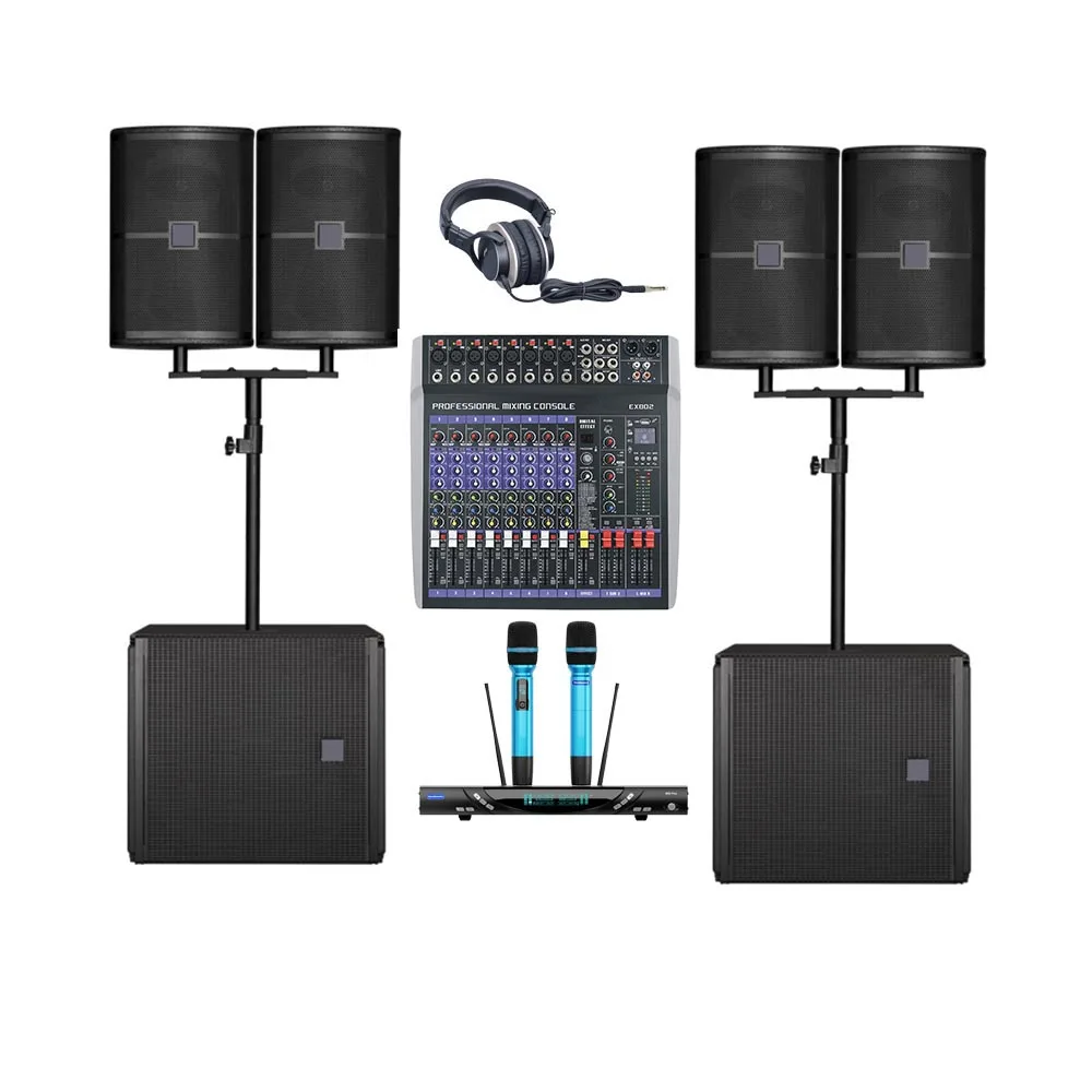 9pcs audio sound equipment  with 10 inch speaker  18 inch subwoofer wireless microphone  audio sound System  for performances