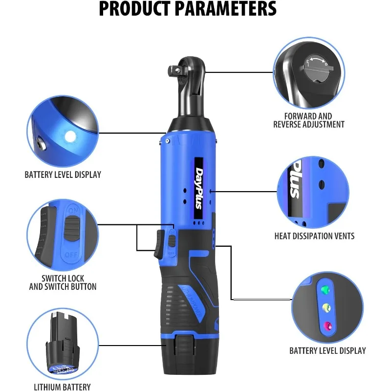 Imagem -02 - Cordless Electric Ratchet Wrench Grupo Power Ratchet Driver Kit de Ferramentas com Packs 1500mah Bateria 12v