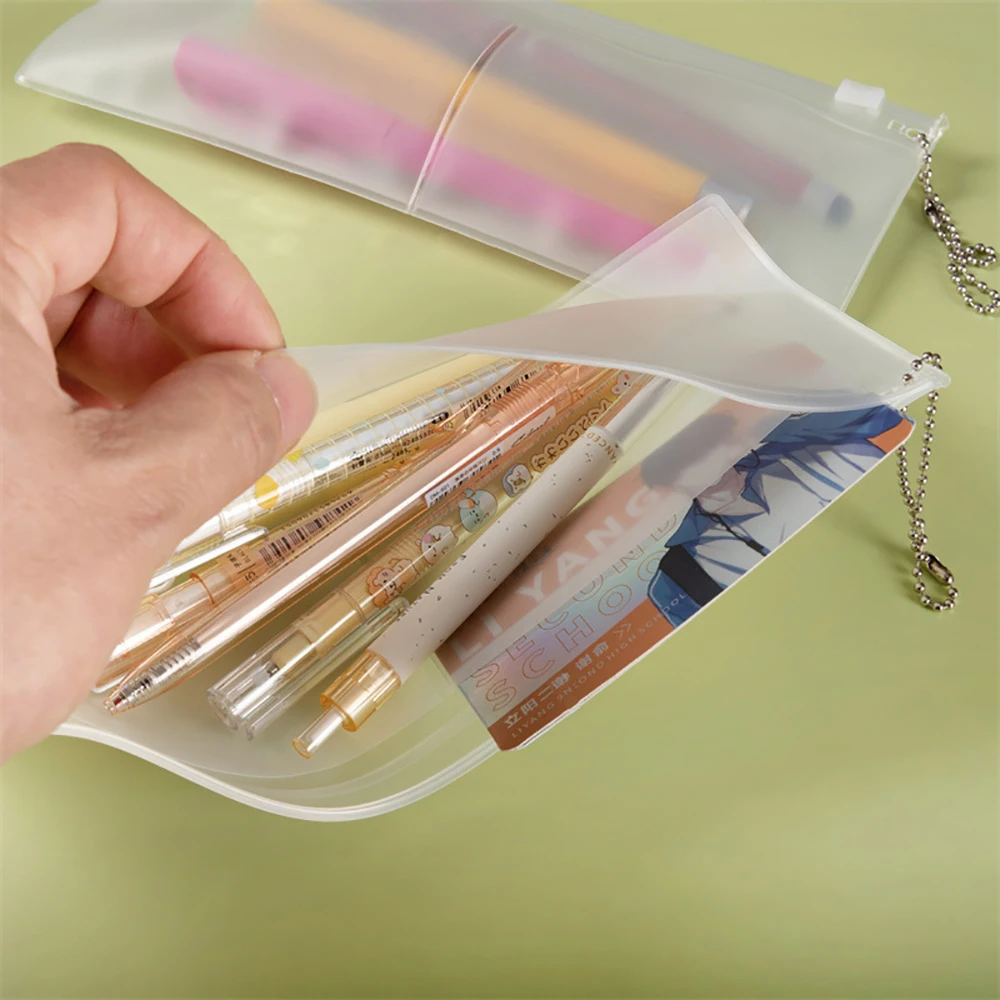 Creative Zipper Transparent Pencil Case Double PVC Waterproof Pencil Bag Portable Office Travel Bag Stationery