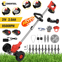CONENTOOL Cordless Electric Grass Trimmer 21V Handheld Length Adjustable Lawn Mower with Wheel Garden Tool Compatible for Makita