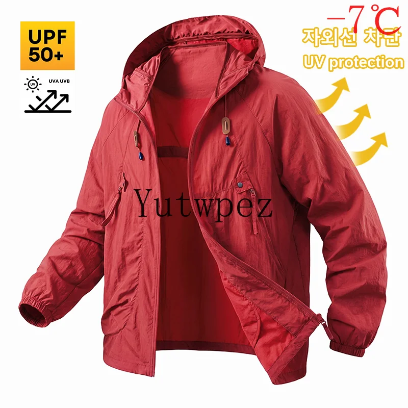 Lightweight Men UPF50+ Waterproof Sun Protection Hooded Jacket Quick Dry Windbreaker 2026 Outdoor Hiking Fishing Camping Jacket